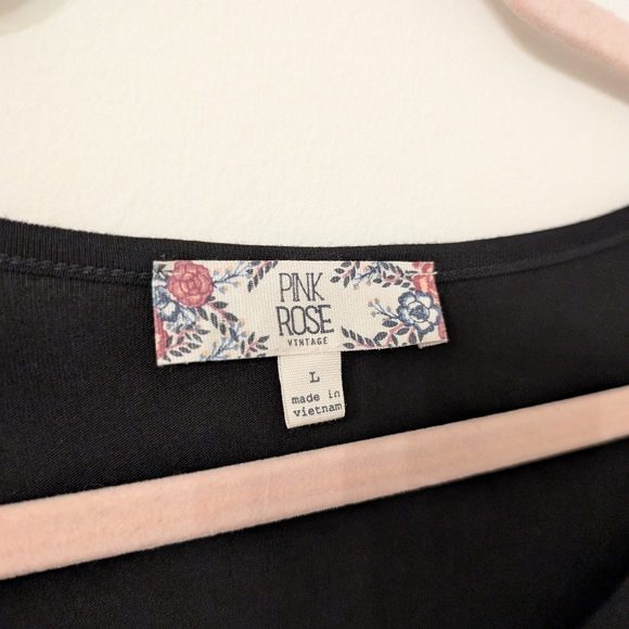 Pink Rose Vintage Black Eyelet Sleeve Blouse Size Large - Picture 3 of 3